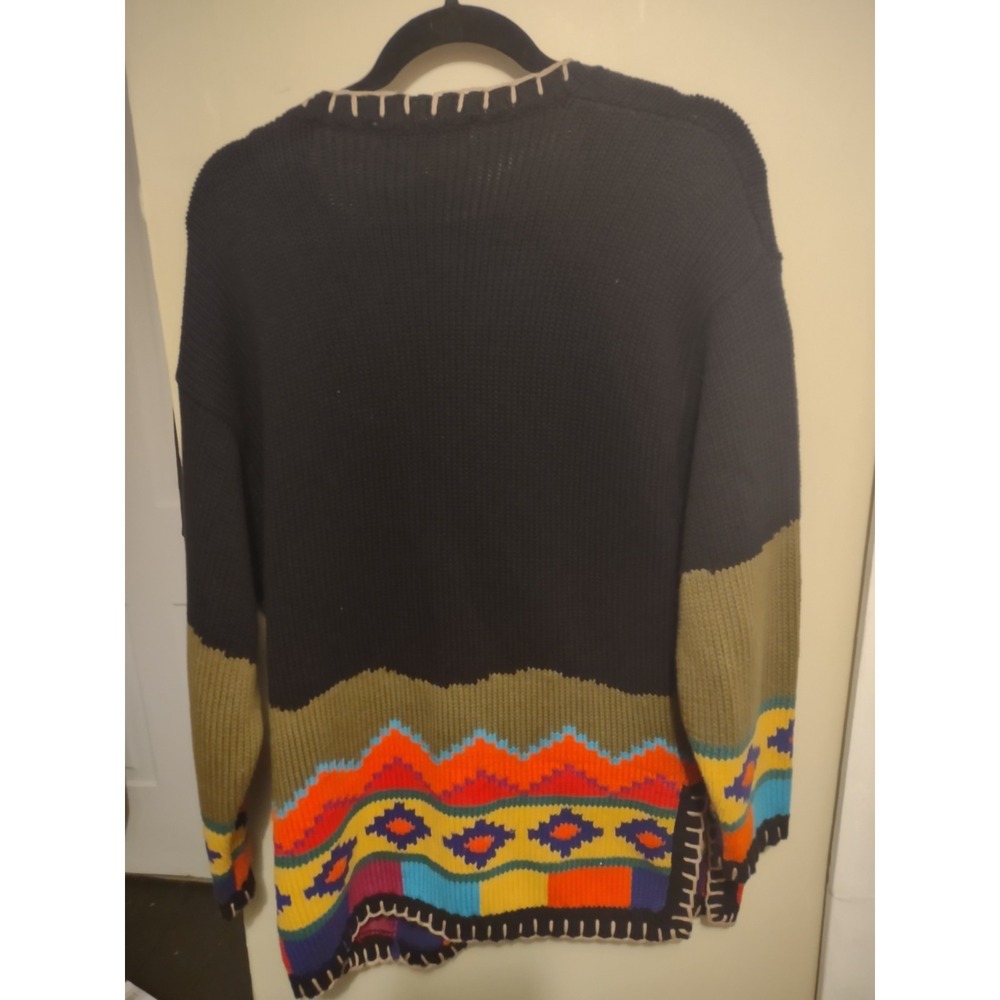 Preston And York Western Themed Sweater M Chunky Knit Catcus Cowboy Artsy Cotton - Picture 7 of 7